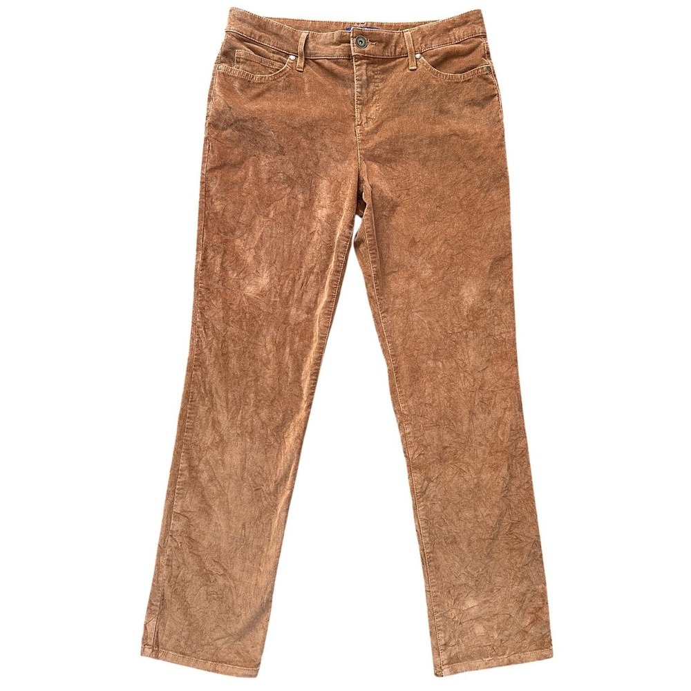 Bandolino Mandie Corduroy Pants Women 8 Brown Excellent Straight Leg Stretch
